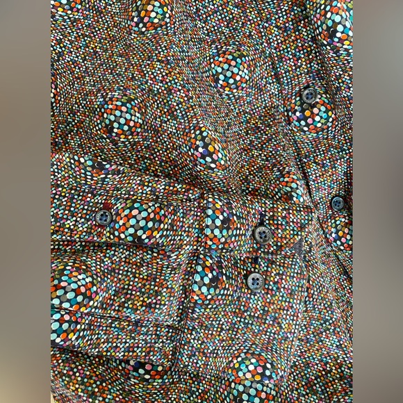 Bugatchi Shaped Fit Long Sleeve Print Button-Up Shirt Print. M. - Picture 10 of 11